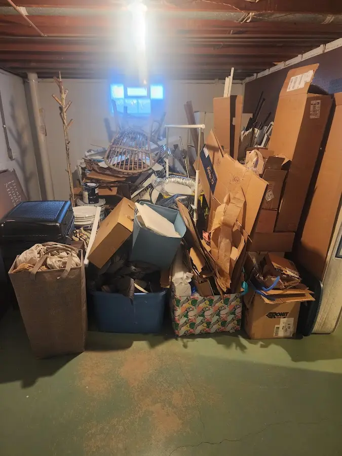 Roll-off dumpster container at job site for 6 Yard Dumpster Rental in Crestwood